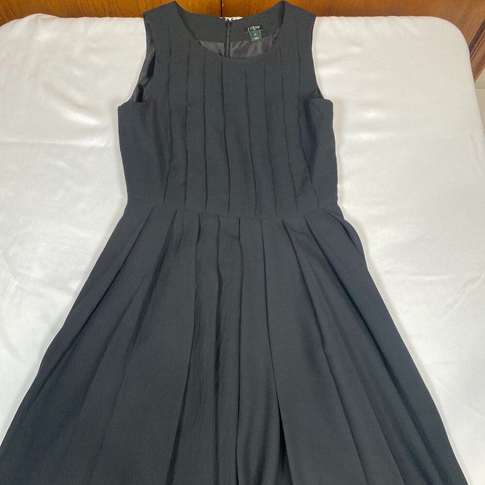 J. Crew Sleeveless Short Pleated A-Line Dress 0 Polyester Black Dress